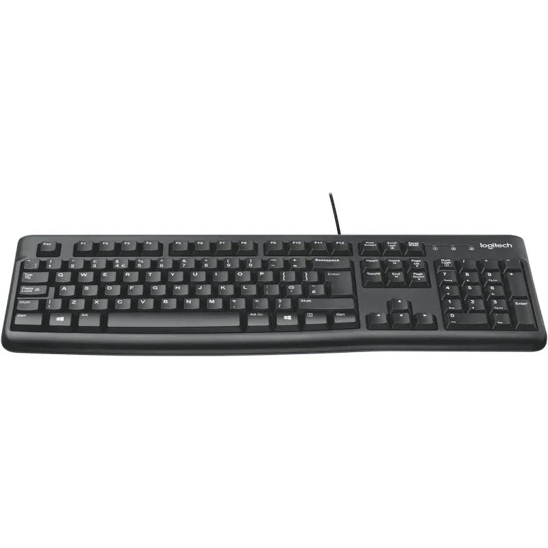 Logitech K120 Wired BUSiness Keyboard For Windows Or Linux, USb Plug-And-Play, Full-Size, Spill Resistant, Curved Space Bar, Pc / Laptop, English/Arabic Layout - Black - eBuy UAE